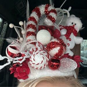 Christmas Red and White Holiday Headpiece